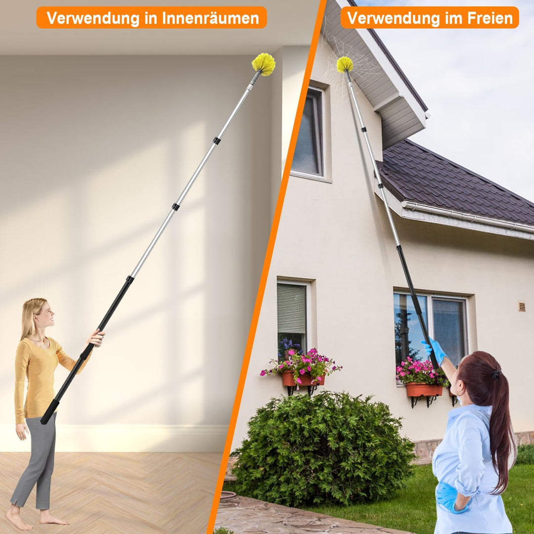 ARTIPOLY 3,6 m Staubwedel mit Teleskop Waschbar, 1,2–3,6 m Langer Staubwedel mit Borsten für die Rei