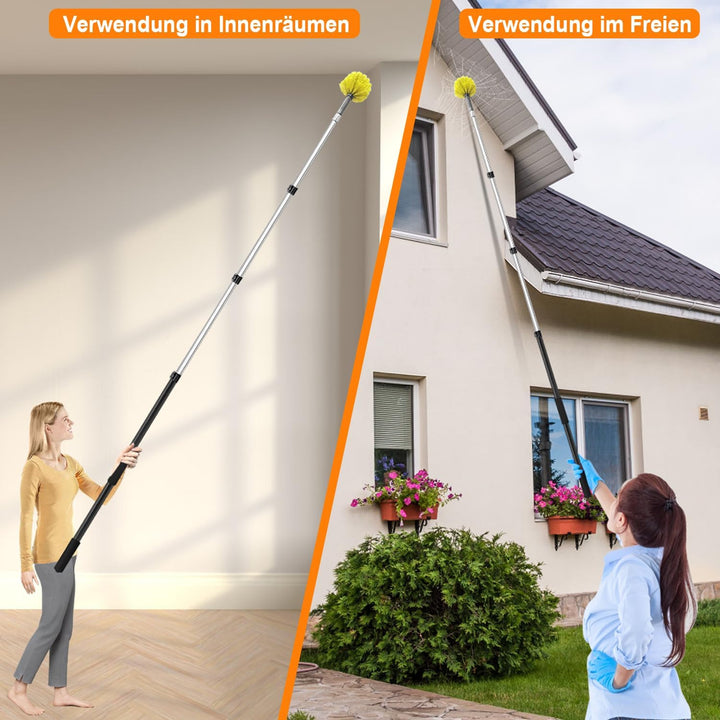 ARTIPOLY 3,6 m Staubwedel mit Teleskop Waschbar, 1,2–3,6 m Langer Staubwedel mit Borsten für die Rei