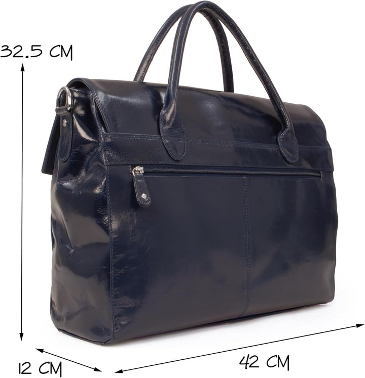 Catwalk Collection Handbags - Damen Leder Laptoptasche 17 Zoll - Arbeitstasche Extra Gross - Aktenta