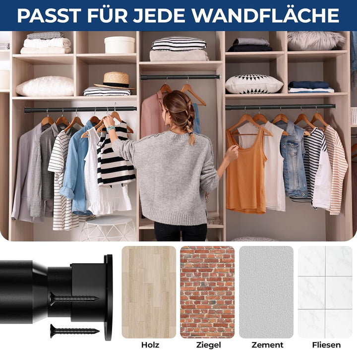 Mavivegue Kleiderstange Schrank, 42–177CM Kleiderstange Ausziehbar, Kleiderstange Wandmontage 32mm,