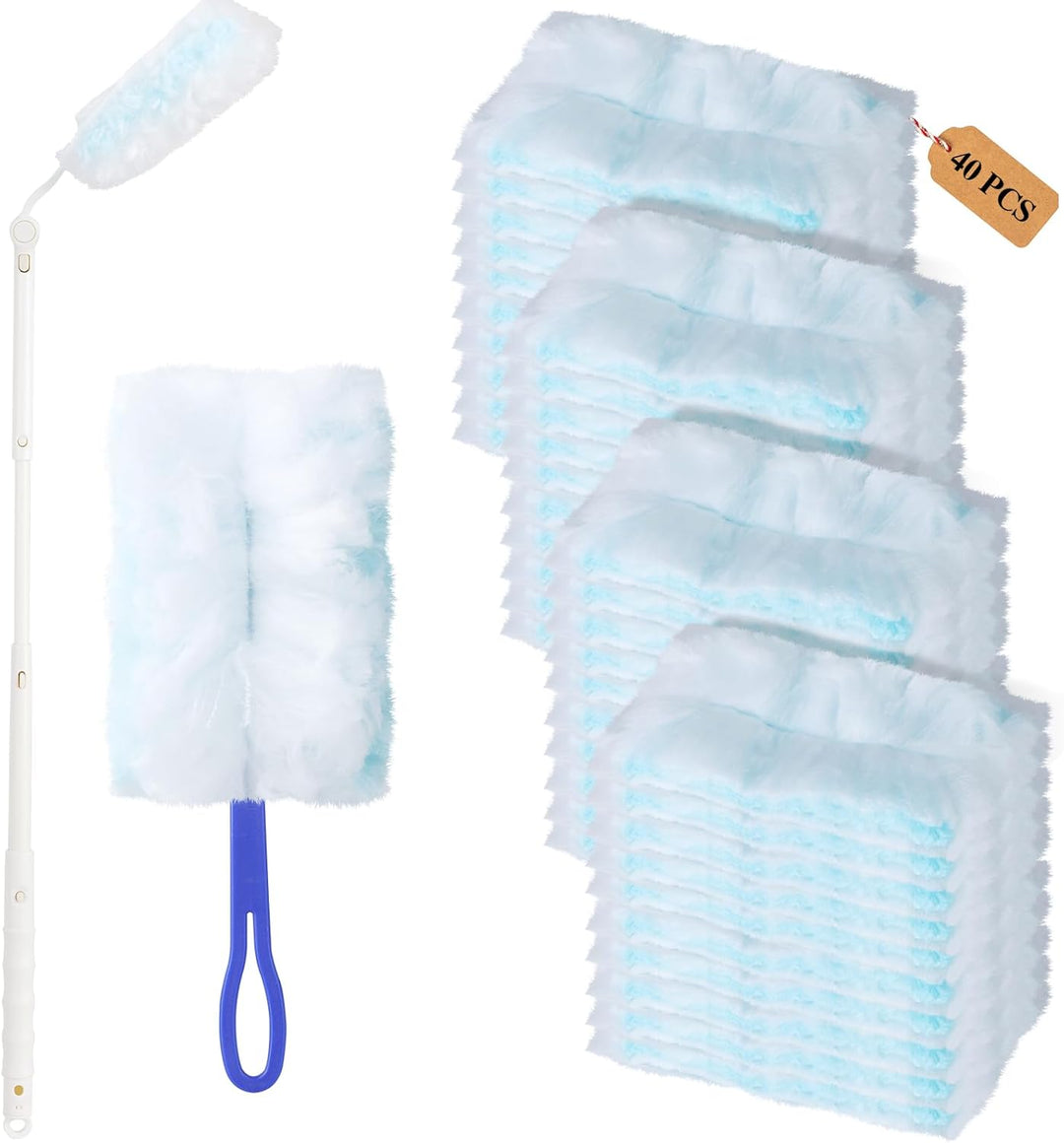 42 Stück Swiffer Staubmagnet Nachfüllpack Set,Swiffer Staubwischer mit 2 Handgriff, Staubwedel für S