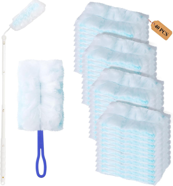 42 Stück Swiffer Staubmagnet Nachfüllpack Set,Swiffer Staubwischer mit 2 Handgriff, Staubwedel für S