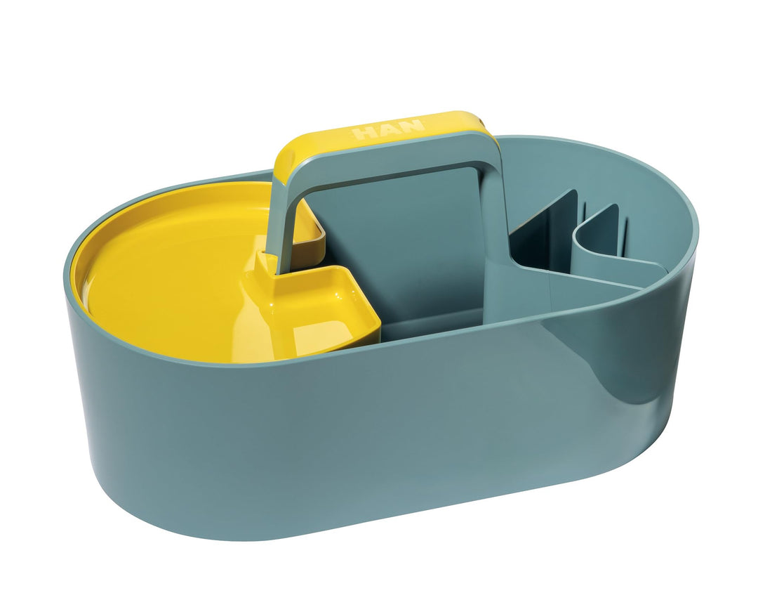 HAN Toolbox LOFT Kunststoffkorb mit Griff, 4 Fächer Schreibtischkorb, Reinigungskorb, Bastelkorb, Au