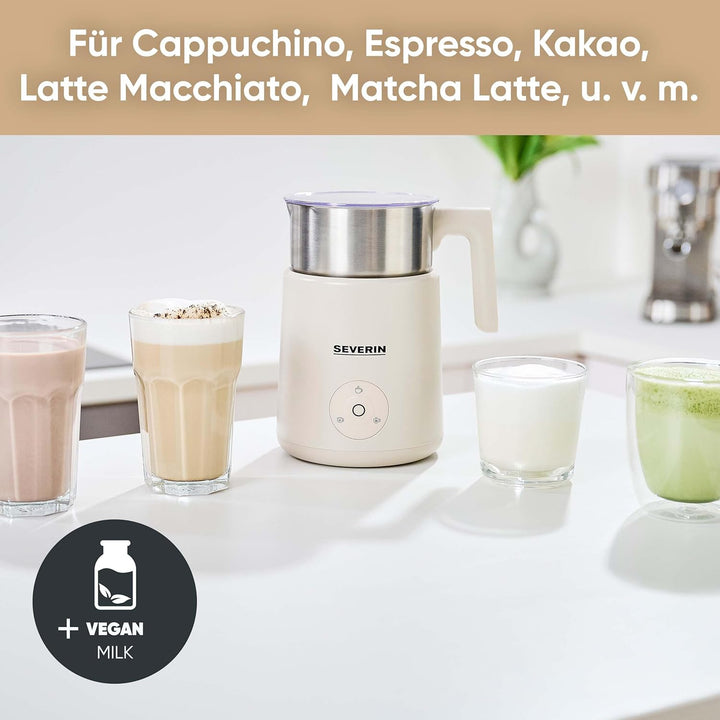 SEVERIN SPUMA Lite Design Induktions-Milchaufschäumer, elektrischer Milchschäumer mit Edelstahl-Milc