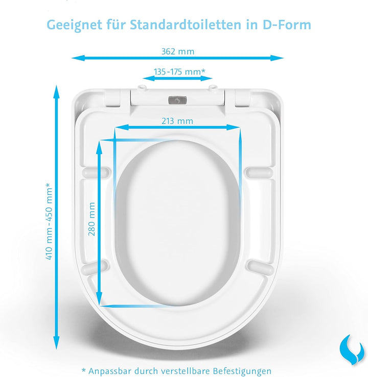 Bullseat® | Toilettendeckel D-Form mit Absenkautomatik | WC Sitz abnehmbar mit Edelstahlbefestigung