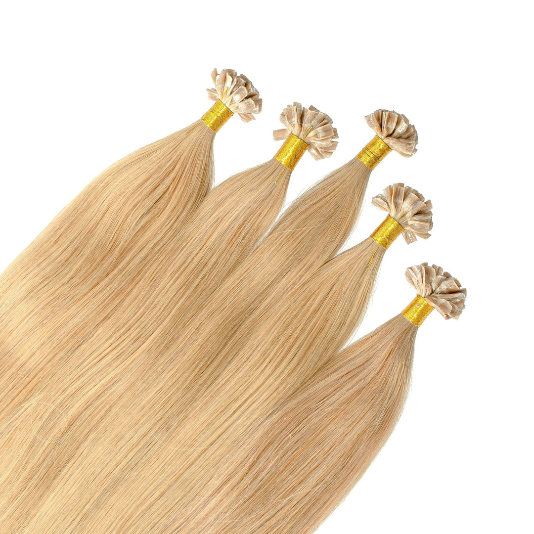 hair2heart Premium Extensions Echthaar Bondings glatt - 50 Strähnen 1 g 60cm 9/31 lichtblond Gold As