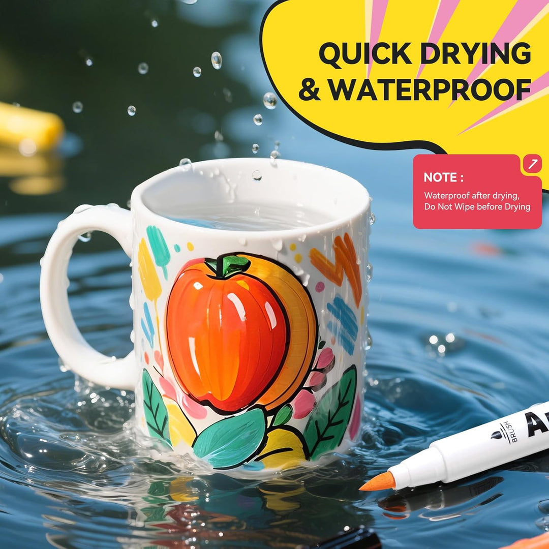 Arrtx Acrylstifte für Steine Wasserfest 120 Farben, Pinselspitze Aacrylic Markerr für Felsmalerei, H