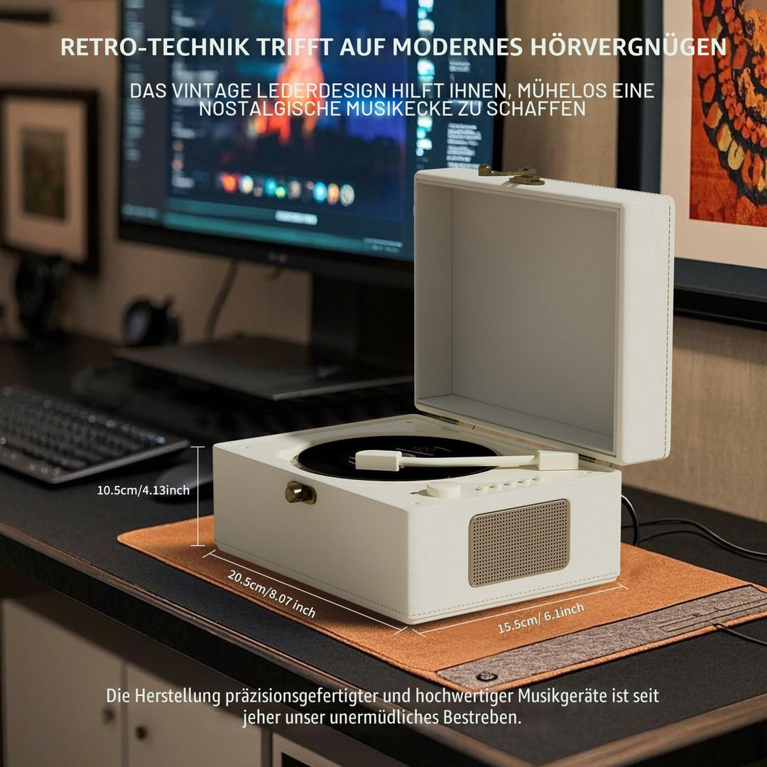 Yintiny Wiederaufladbarer CD-Player aus Leder mit Lautsprechern; Bluetooth-Sender; Festival-Geschenk