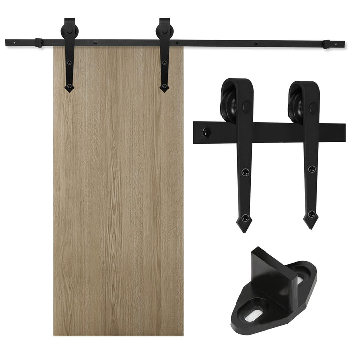 Schiebetürbeschlag Komplettset - Schiebetürsystem für Holztüren und Falttüren - 363cm Schwarz - Lauf