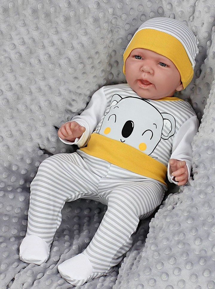 TupTam Baby Mädchen Jungen Bekleidungsset Langarmbody Hose Mütze mit Aufdruck Spruch 3 teilig 68 Gra
