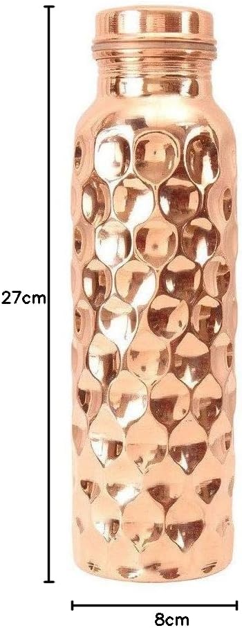 ayurvedische Kupfer-Wasserflasche, auslaufsicheres naturreines Kupfergefäss 900ml/30oz design 1 900