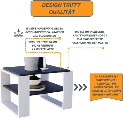 CraftPAK Wohnzimmer Tisch für Couch aus hochwertigem Holzwerkstoff, Stabiler & moderner Couchtisch m