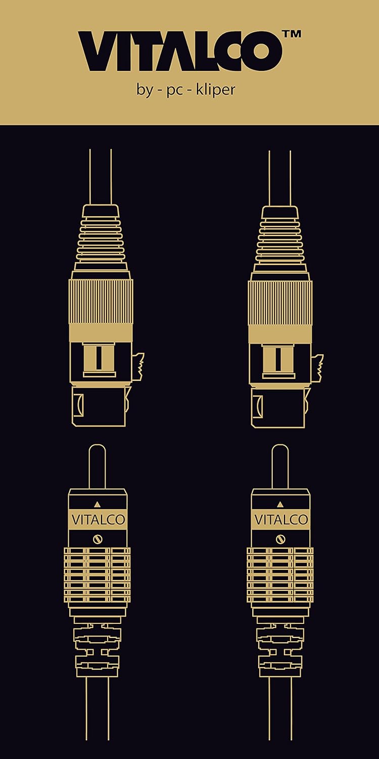 VITALCO 2x XLR Stecker auf 2x Cinch Stereo Kabel 1.5m Mikrofonkabel 3 Polig auf Chinch Adapter 2-XLR