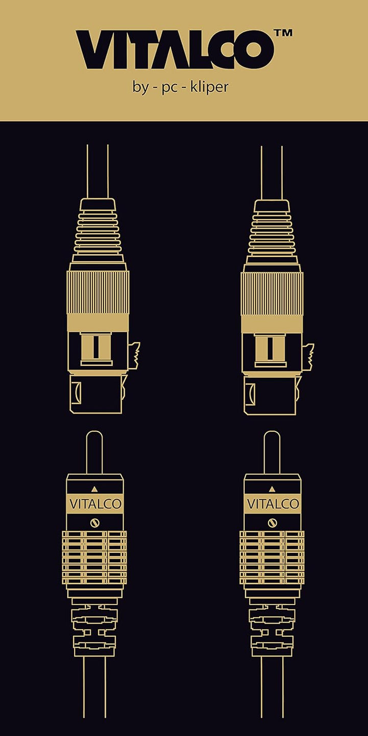 VITALCO 2x XLR Stecker auf 2x Cinch Stereo Kabel 1.5m Mikrofonkabel 3 Polig auf Chinch Adapter 2-XLR