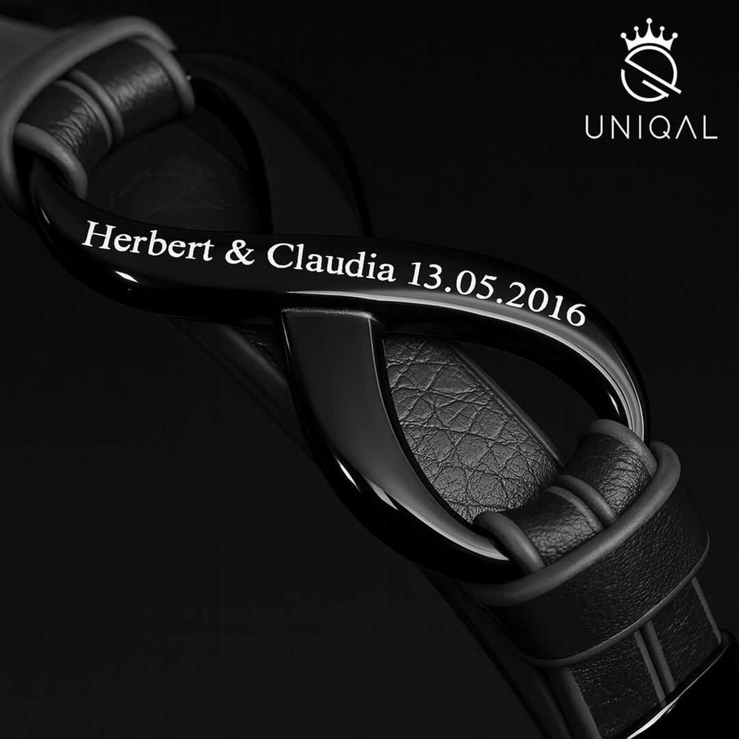 UNIQAL | Personaliesiertes Lederarmband mit Gravur "SHAPE" Herren Damen | Leather Bracelet mens | Ma