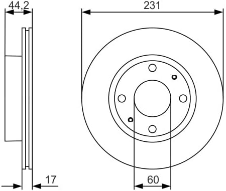 Bosch BD1758 Bremsscheiben - Vorderachse - ECE-R90 Zertifizierung - zwei Bremsscheiben pro Set