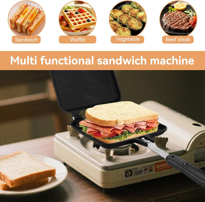 Toasted Sandwich Maker, Aluminium Doppelseitige Sandwich Flip Pan Tortilla Panini Presse für Herd, G