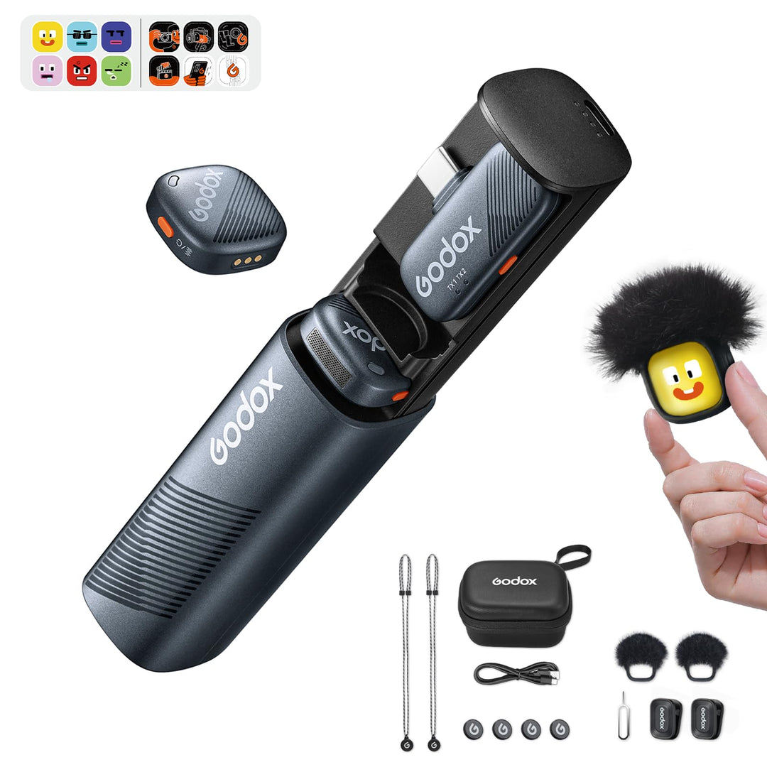 Godox Cube-SC Kit2 Wireless Mikrofon,48kHz/24Bit Hi-Fi Audio,30H Dauer 300 m Reichweite,App Steuerun