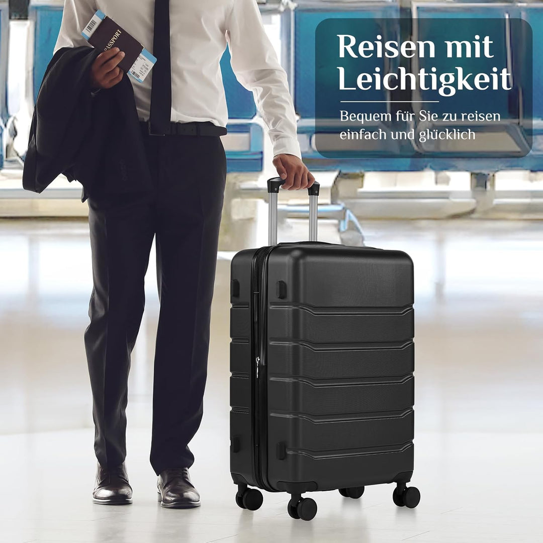 Sweetcrispy Kofferset 3tlg. Hartschalenkoffer ABS+PC Erweiterbar Koffer Reisekofferset Gepäck Rollko