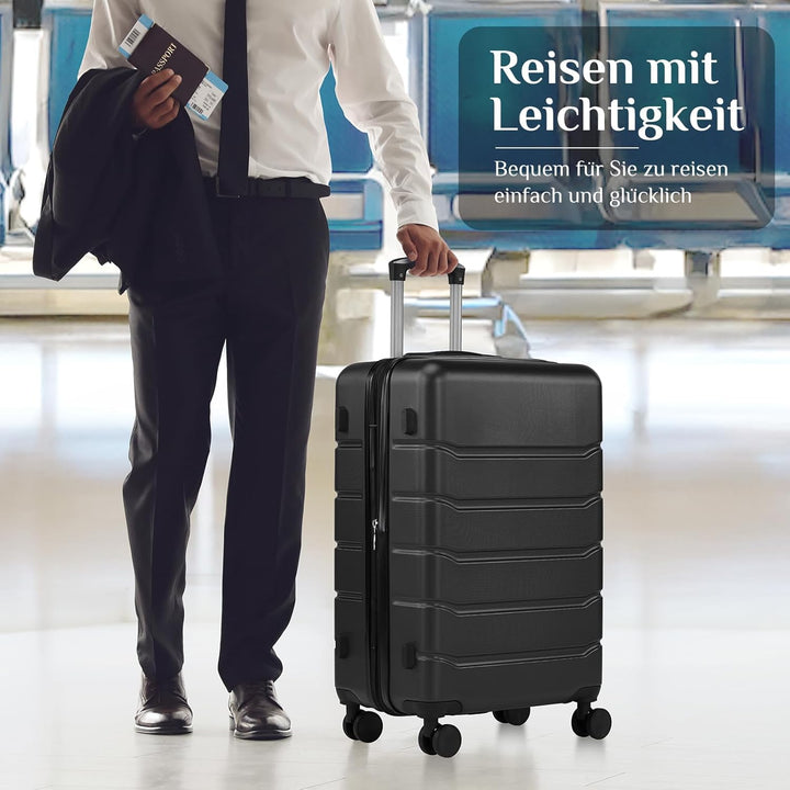 Sweetcrispy Kofferset 3tlg. Hartschalenkoffer ABS+PC Erweiterbar Koffer Reisekofferset Gepäck Rollko