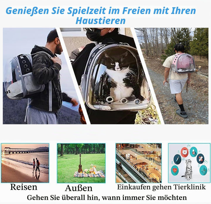 Erweiterbar Katzenrucksack Hunderucksack, Vorderrucksack für Katzen und Kleine Hunde, mit transparen
