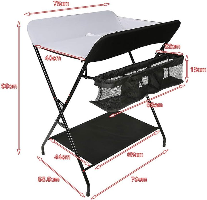 Wickeltisch klappbar, Wickelkommode mit Auflage, platzsparend, 79 * 55.5 * 96cm, Farbwahl (B/schwarz