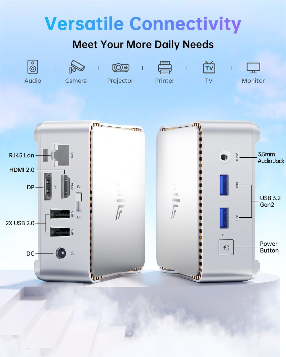 NiPoGi GK3PLUS Mini PC Ιntel Alder Lake-Ν97(bis zu 3,6 GHz), 8GB DDR4 256GB M.2 SSD Mini Desktop Com