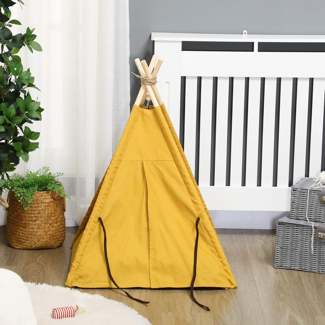 PawHut Tipi Zelt für Haustiere, Katzenzelt mit abnehmbar und waschbar Kissen, Katzenhaus mit rutschf