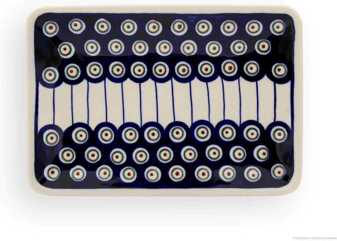 Bunzlauer Keramik Sushi-Teller klein 21,7x15x2,5 cm, Dekor 8