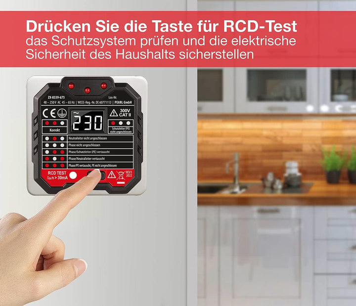 revolt Tester für Steckdose: 2er-Set Steckdosentester, LCD-Display, RCD-Test, LED-Anzeige, 48-250 V