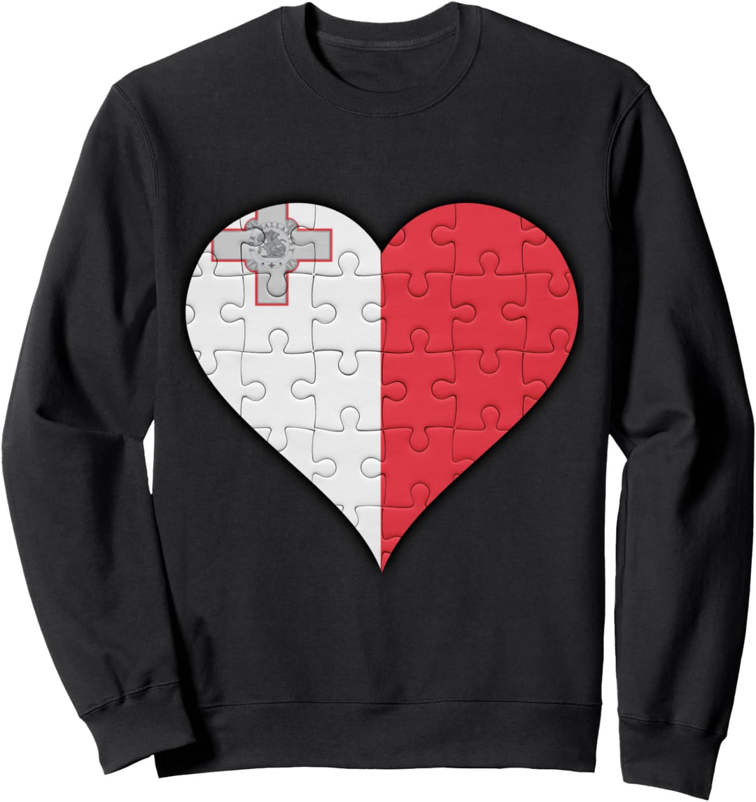 Malta Maltesische Flagge Herz Sweatshirt