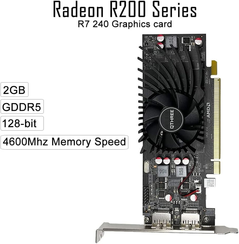 QTHREE Radeon R7 240 Grafikkarte, 2G, D5, 128-bit, 2X HDMI, PCI-Express x8 3.0, Grafikkarte für PC,