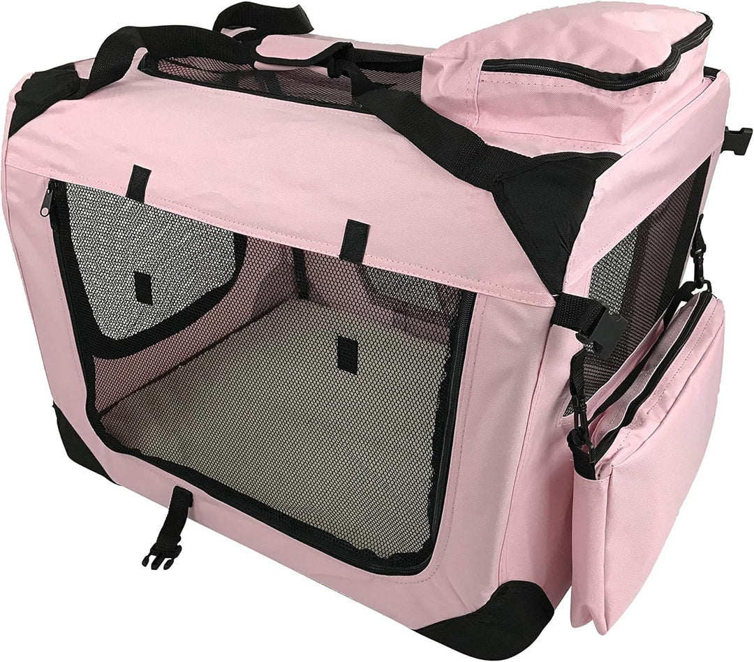 Haustiertransporter, aus weichem Stoff, faltbar, stabil, klein, 49,5 x 34,5 x 35 cm, Pink Small, Sma