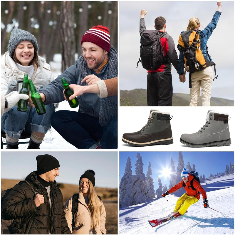 Mishansha Winterschuhe Herren Gefüttert Winterstiefel Damen Warm Winterboots Wasserfeste 39 EU Dunke