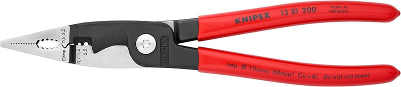 Knipex Elektro-Installationszange schwarz atramentiert, mit Kunststoff überzogen 200 mm 13 81 200