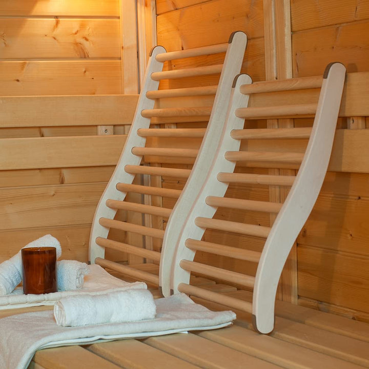 HOFMEISTER® Sauna Set Rückenlehne Holz – Rückenlehne XXL und Normalgrösse, ergonomisch geformt, ruts