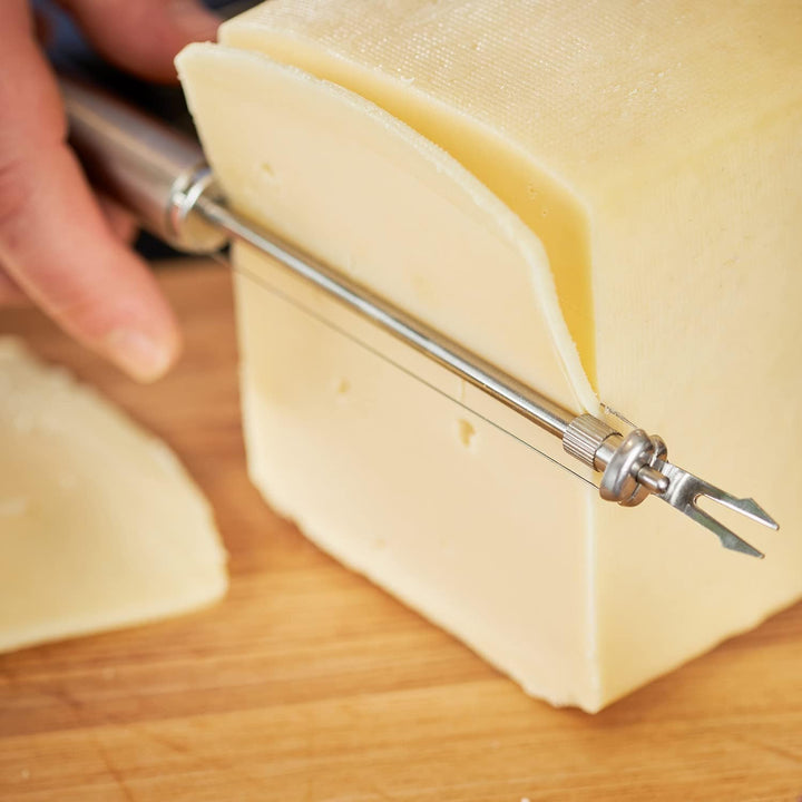 RÖSLE Käseschneider, hochwertiger Drahtschneider mit Gabel für Schnittkäse, Edamer, Gouda und Tilsit