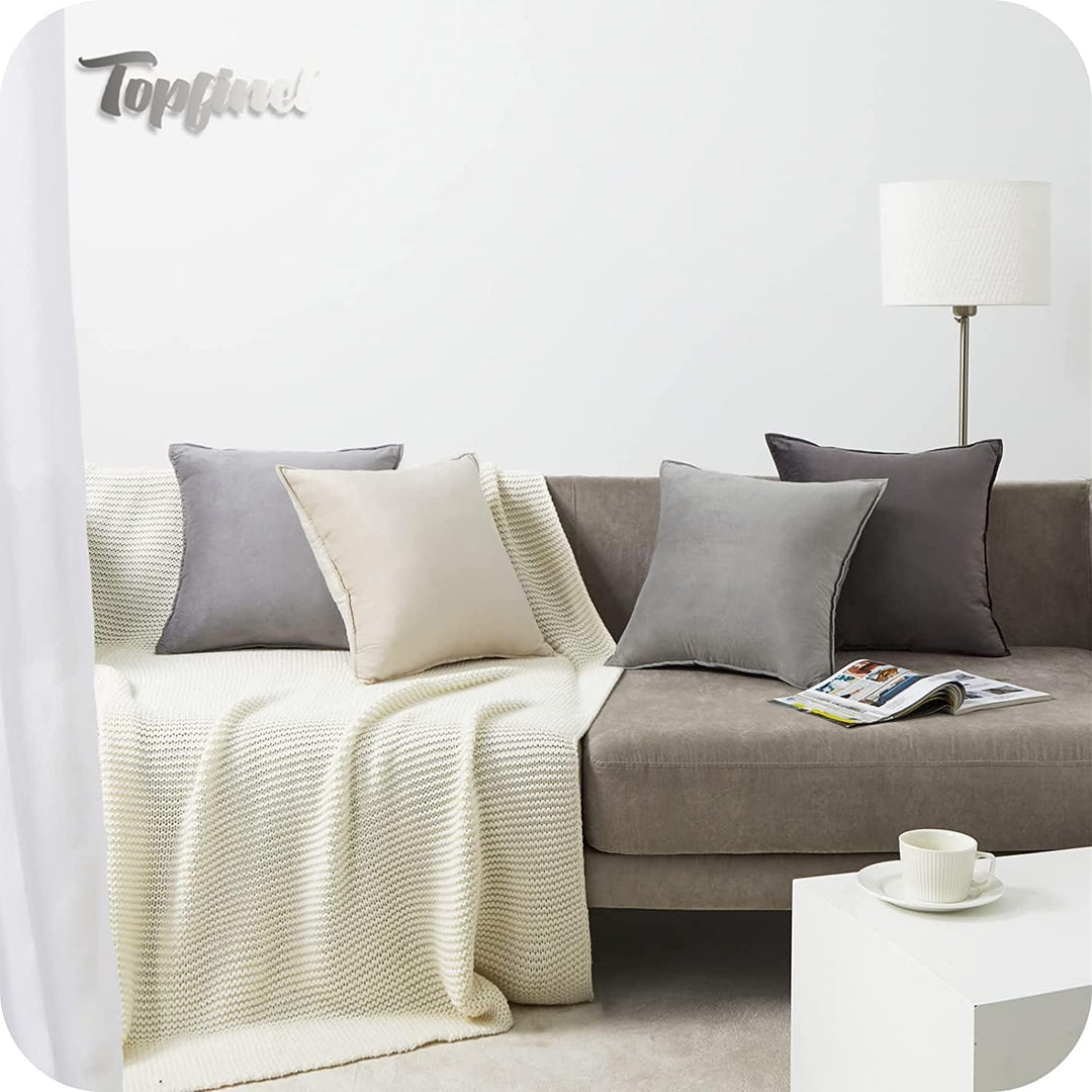 Topfinel Kissenbezug 50x50 Grau 4er Set Samt Kissenbezüge Kissenhülle Dekokissenbezug sofakissen dek