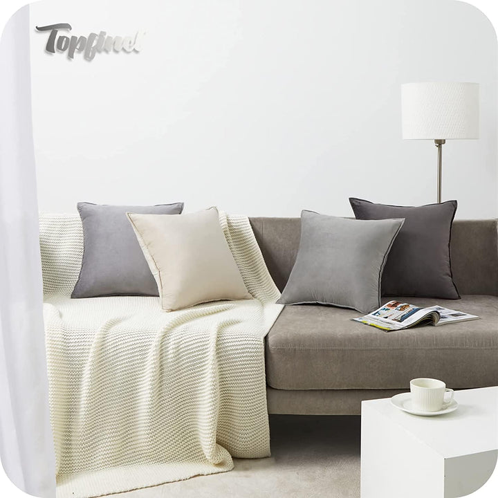 Topfinel Kissenbezug 50x50 Grau 4er Set Samt Kissenbezüge Kissenhülle Dekokissenbezug sofakissen dek