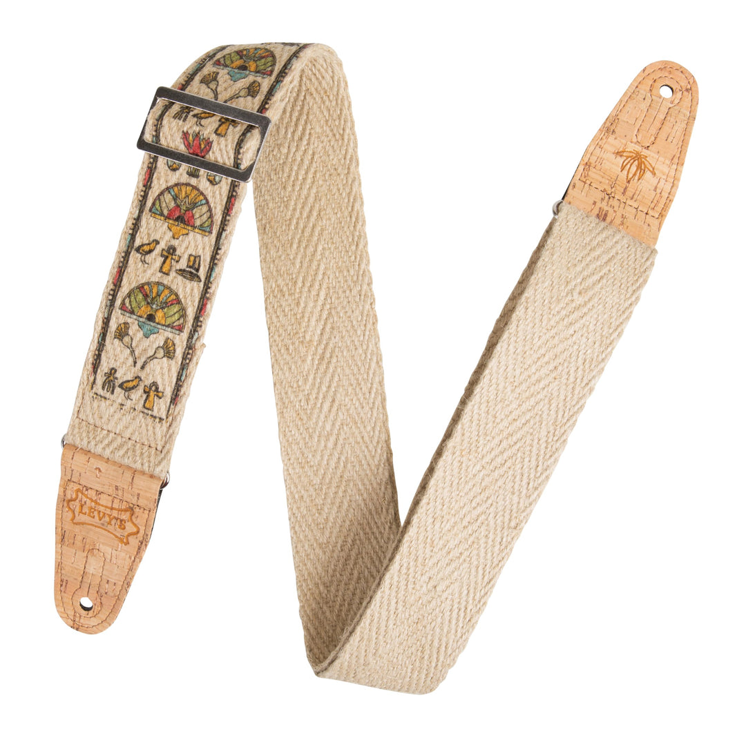 Levy's MH8P-004 Gitarrengurt Natural Hemp Webbing Cork Ends and Pocket 2" - Egyptian Ägyptisch, Ägyp