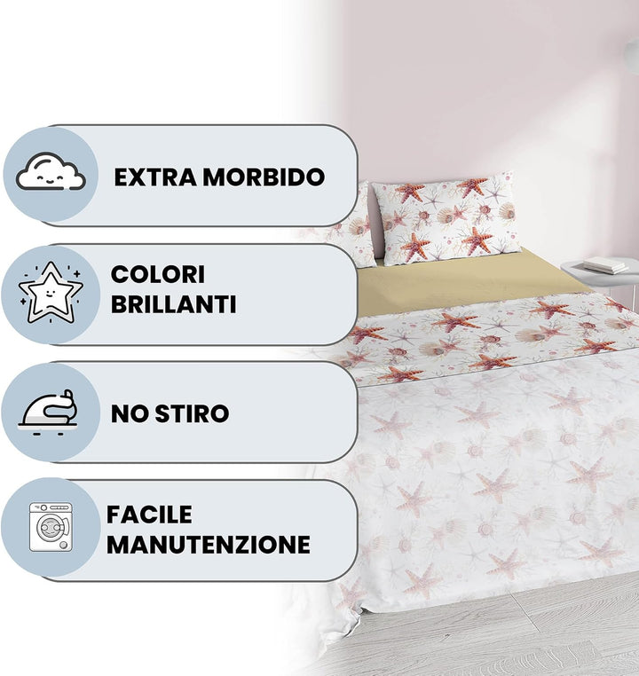 Italian Bed Linen MB Home Italy “Fantasy” Bettwäsche-Set, Starfish, Doppelbett Starfish Doppelbett,