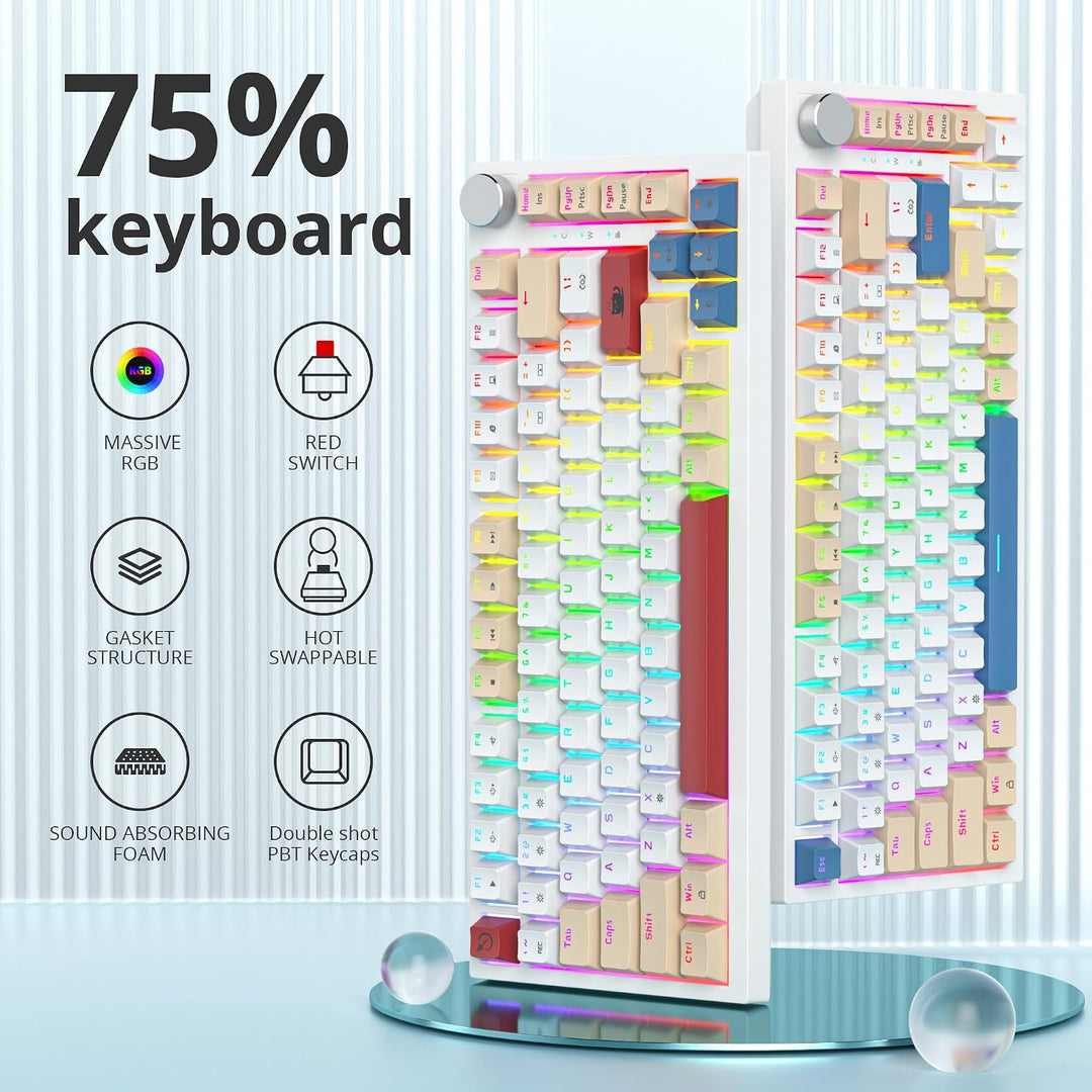 SOLIDEE Verkabelte Mechanische Gaming Tastatur 75 Prozent,hot-swap-fähige Mechanische Tastatur mit G