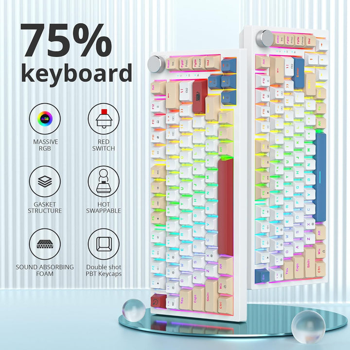 SOLIDEE Verkabelte Mechanische Gaming Tastatur 75 Prozent,hot-swap-fähige Mechanische Tastatur mit G