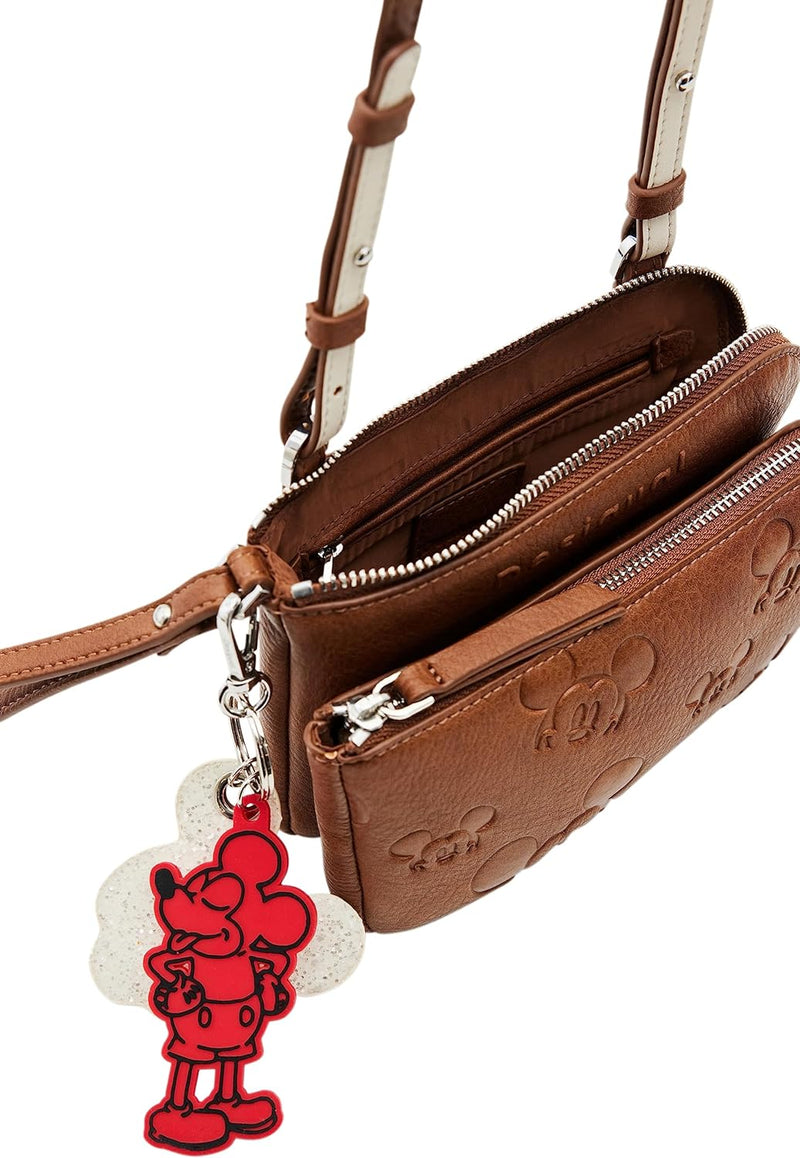 Desigual kleine Umhängetasche Schultertasche Mone All Mickey Linda 23WAYP01 Brown, Brown