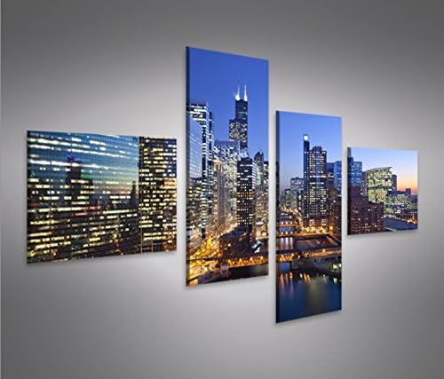 islandburner Bild Bilder auf Leinwand Chicago V3 Skyline Downtown 4L XXL Poster Leinwandbild Wandbil