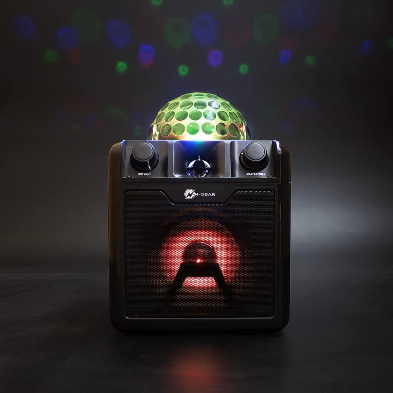 N-Gear DISCO410 Karaoke & Party Bluetooth Lautsprecher mit Discokugel, Mikrofon & Powerbank-Funktion