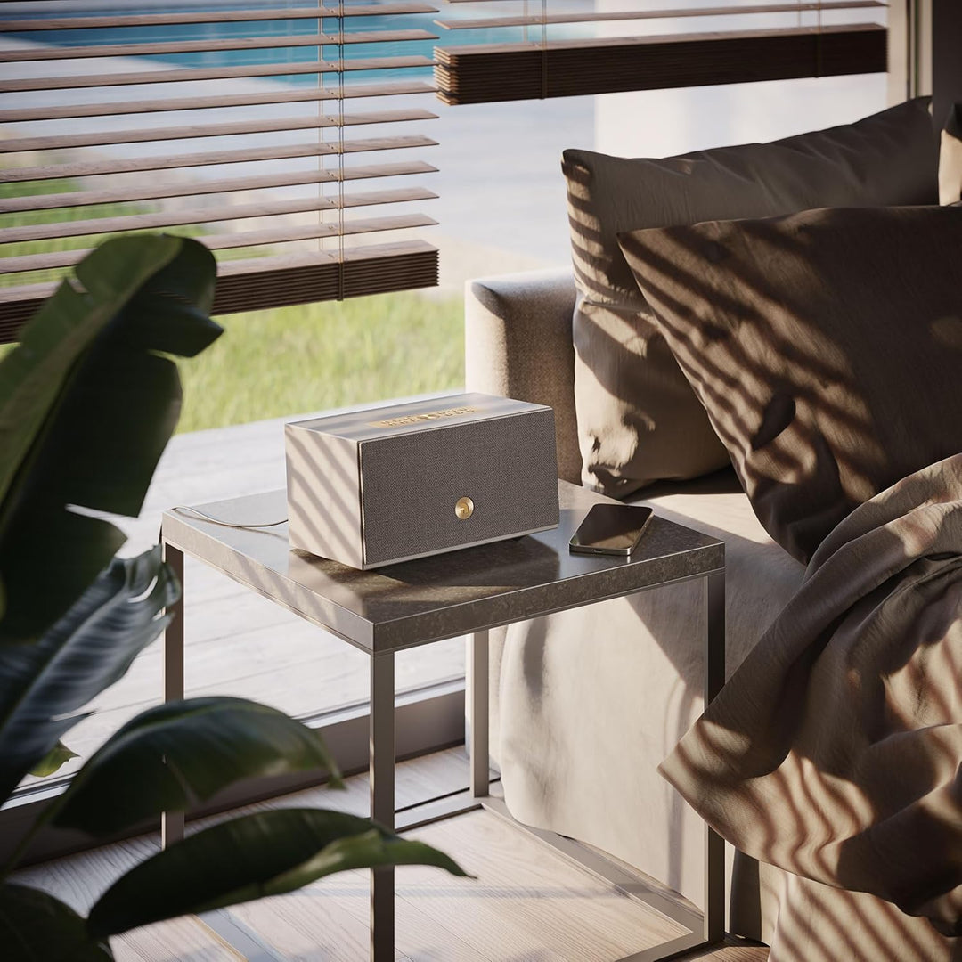 Audio Pro C5 MK II W - WiFi Lautsprecher, kompakte HiFi-Stereoanlage, kabelloser Lautsprecher - Grau