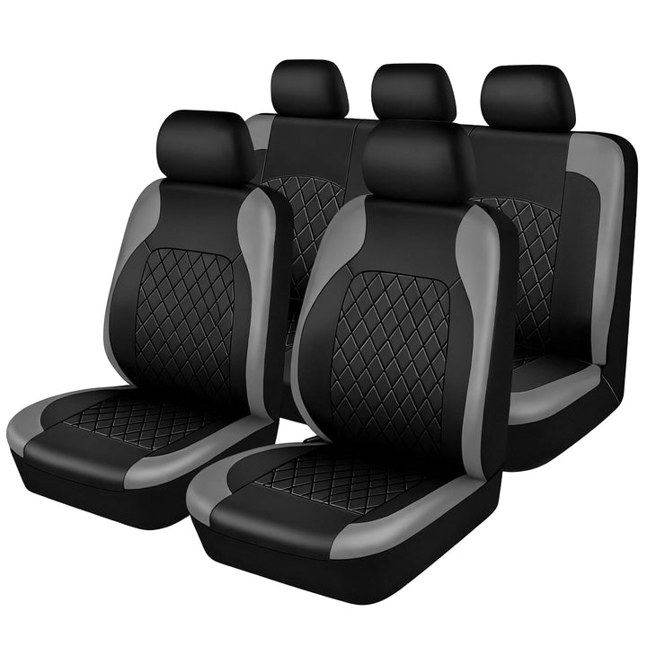 9 Stück Leder Autositzbezüge Sets,Wasserdichtes Sitzbezüge Auto Komplettset,Wasserdicht Vordersitze
