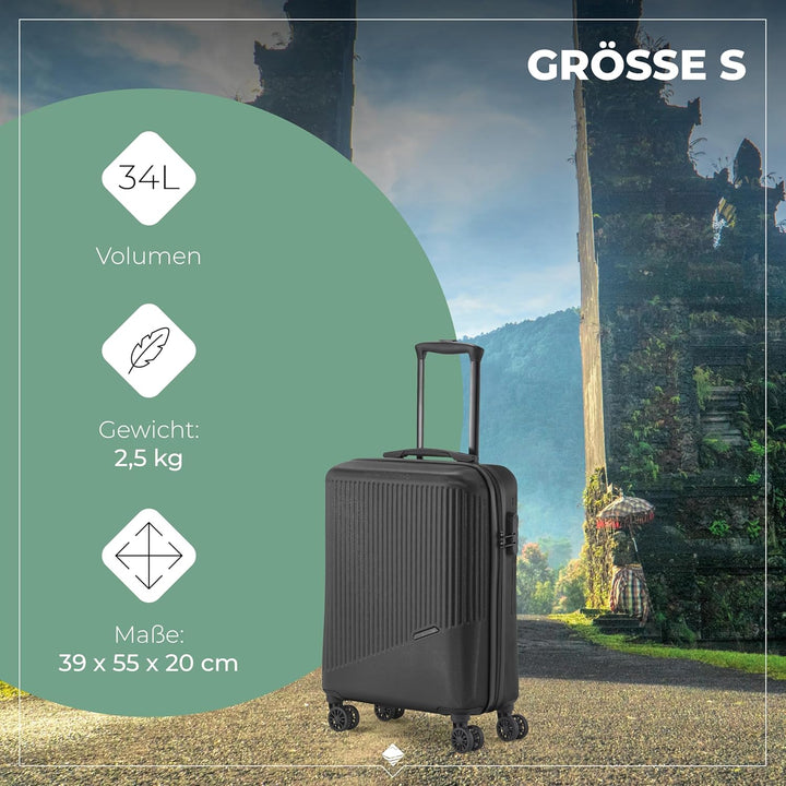 travelite 4-Rad Koffer Set 3 teilig Grössen L/M/S, Gepäck Serie BALI: ABS Hartschalen Trolleys mit T