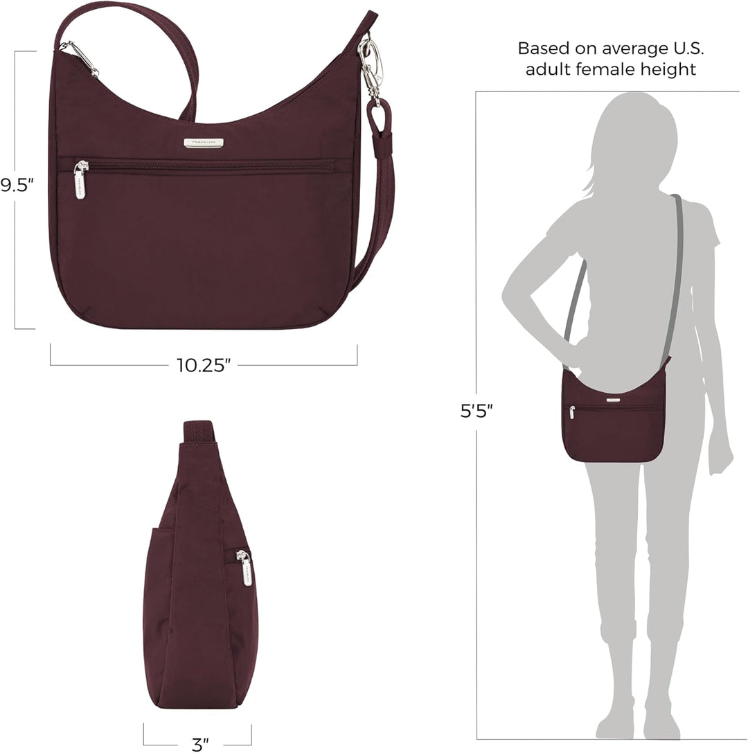 Travelon Unisex Essentials Umhängetasche Compact Crossbody Dunkles Bordeauxrot, Compact Crossbody Du